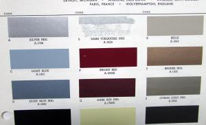 1966 Plymouth Color Paint Chips Leaflet Valiant Barracuda Belvedere Fury