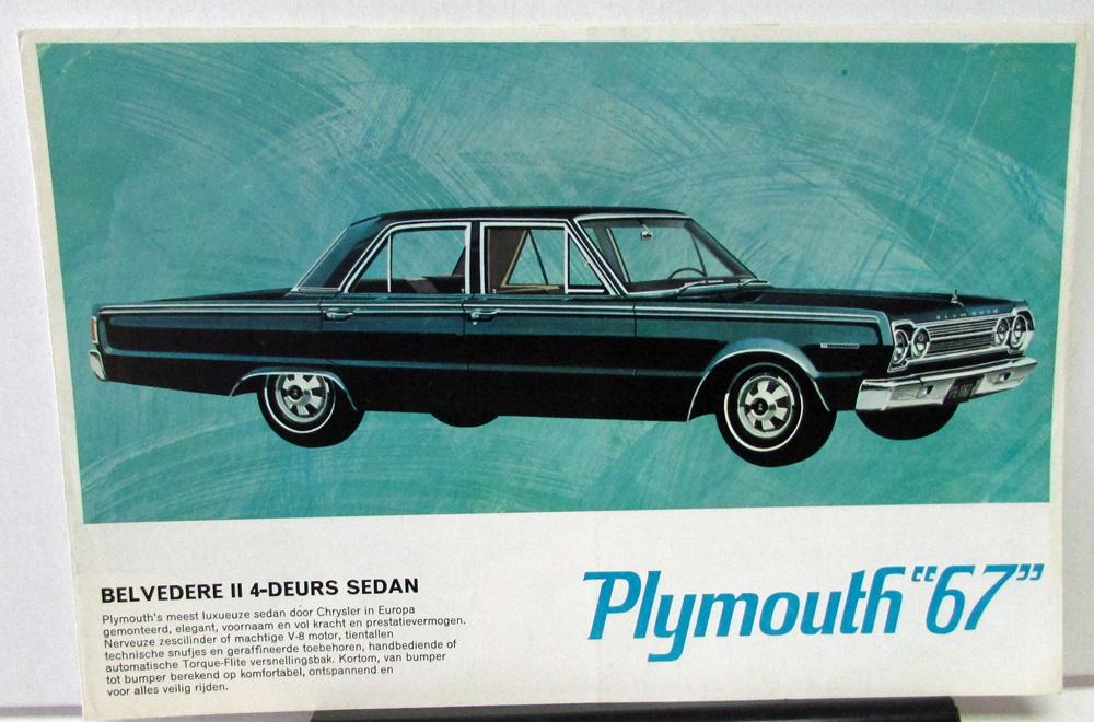 1967 Plymouth Foreign Dealer Color Brochure Dutch Text Belvedere II Valiant Rare