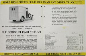 1934 1935 Dodge DeKalb Step Go Truck Sales Folder & Specifications Original