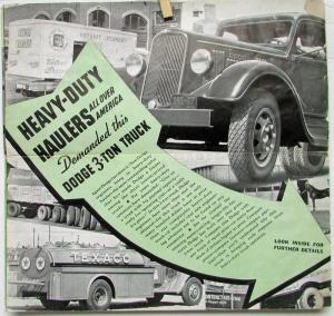 1936 Dodge K-60V Series 3 Ton Trucks Sales Folder Mailer Original