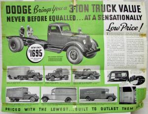 1936 Dodge K-60V Series 3 Ton Trucks Sales Folder Mailer Original