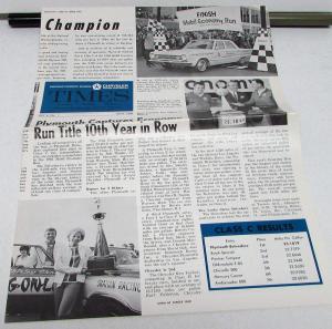 April 1966 Chrysler Plymouth Times Dealer Newspaper Richard Petty Shirley Shahan