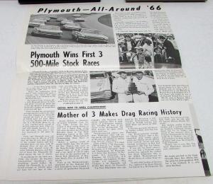April 1966 Chrysler Plymouth Times Dealer Newspaper Richard Petty Shirley Shahan