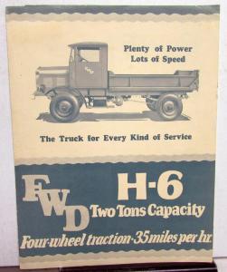 1930 FWD Truck Model H 6 Two Ton Capacity Sales Folder & Specifications