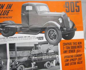 1936 Dodge LH 45 Series Two Ton Trucks Sales Folder Mailer Original