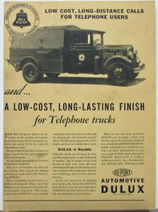 1930 Brockway DuPont DULUX Auto Finish Bell New England Phone Co Ad Page Orig