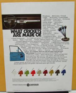 1971 Plymouth Cricket Compact Import Dealer Color Sales Brochure Folder