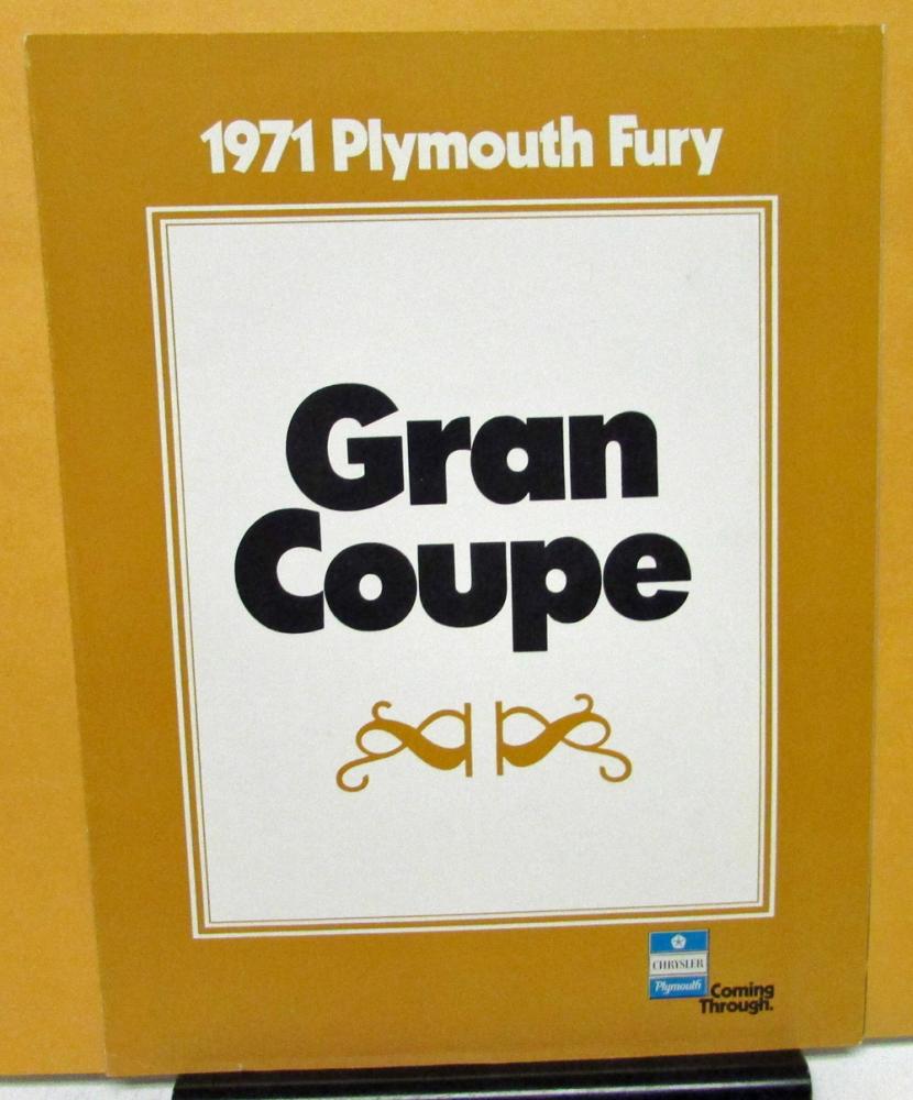 1971 Plymouth Fury Gran Coupe Dealer Color Sales Brochure Folder Original