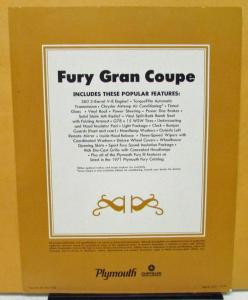 1971 Plymouth Fury Gran Coupe Dealer Color Sales Brochure Folder Original