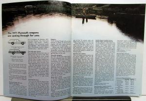 1971 Plymouth Station Wagons Satellite Fury Suburban Sales Brochure Original