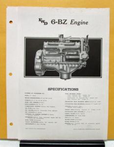 1948 FWD Truck Engine Model 6 BZ Sales Brochure & Specifications