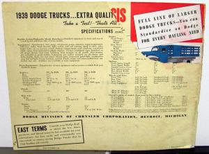 1939 Dodge Half Three Quarter One Ton Trucks TC & TD Series Specs Sale Brochure