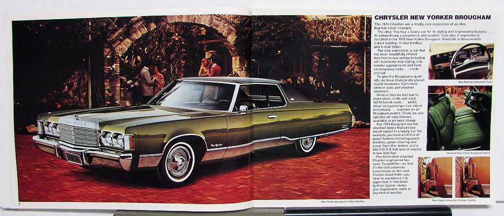 Imperial New Yorker Barracuda Satellite 1974 Chrysler Plymouth Sales Brochure 