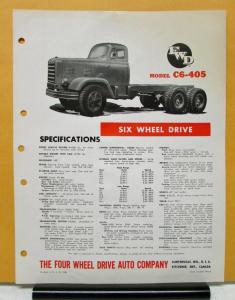 1954 1955 1956 FWD Truck Model C6 405 Specification Sheet THOA