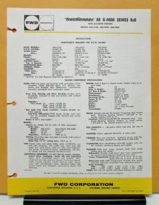 1960 1961 1962 1963 1964 1965 FWD Truck AB6 4000 Series Specification Sheets