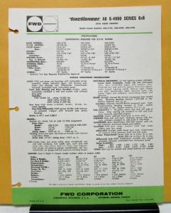 1960 1961 1962 1963 1964 1965 FWD Truck AB6 4000 Series Specification Sheets