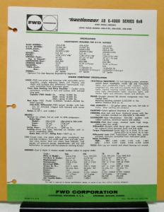 1960 1961 1962 1963 1964 1965 FWD Truck AB6 4000 Series Specification Sheets