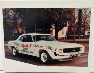 1969 Chevrolet Camaro Carolina 500 Pace Car Press Photo Reprint
