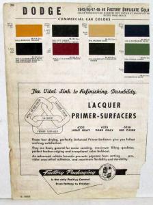 1942 1946 1947 1948 1949 DeSoto & Dodge Commercial Factory Paint Chip Page Orig