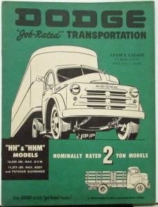1950 Dodge HH & HHM Models Two Ton Truck Sales Brochure Original