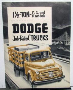 1951 Dodge Truck F G H Models One And A Half Ton Sales Brochure Original