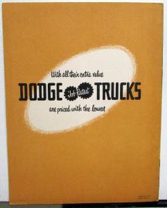 1951 Dodge Truck F G H Models One And A Half Ton Sales Brochure Original