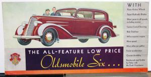 1934 Oldsmobile Six Dealer Color Sales Brochure Folder Original Coupe Sedan