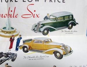 1934 Oldsmobile Six Dealer Color Sales Brochure Folder Original Coupe Sedan