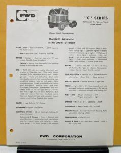 1971 FWD Truck Series C Model CO641134NH250 Specification Sheet
