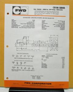 1974 FWD Truck Series CB108 Model CB10818646V53 Specification Sheet