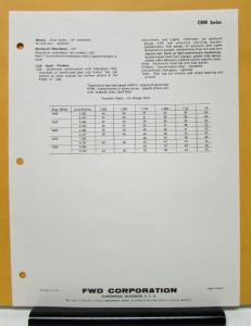 1974 FWD Truck Series CB88 Model CB8818486V53N Specification Sheet