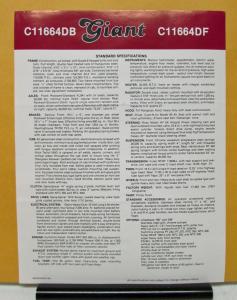 1986 Giant Truck Model C11664DB C11664DF Specification Sheet