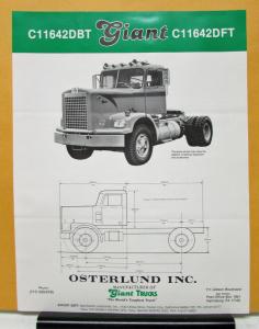 1987 Giant Truck Model C11642DBT C11642DFT Specification Sheet