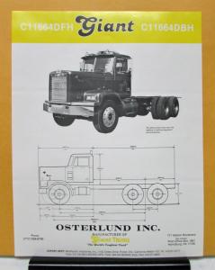1987 Giant Truck Model C11664DFH C11664DBH Specification Sheet