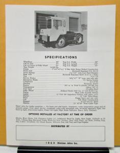 1972 1973 1974 1975 IBEX Truck Model Eager 1 Tug Specification Sheet