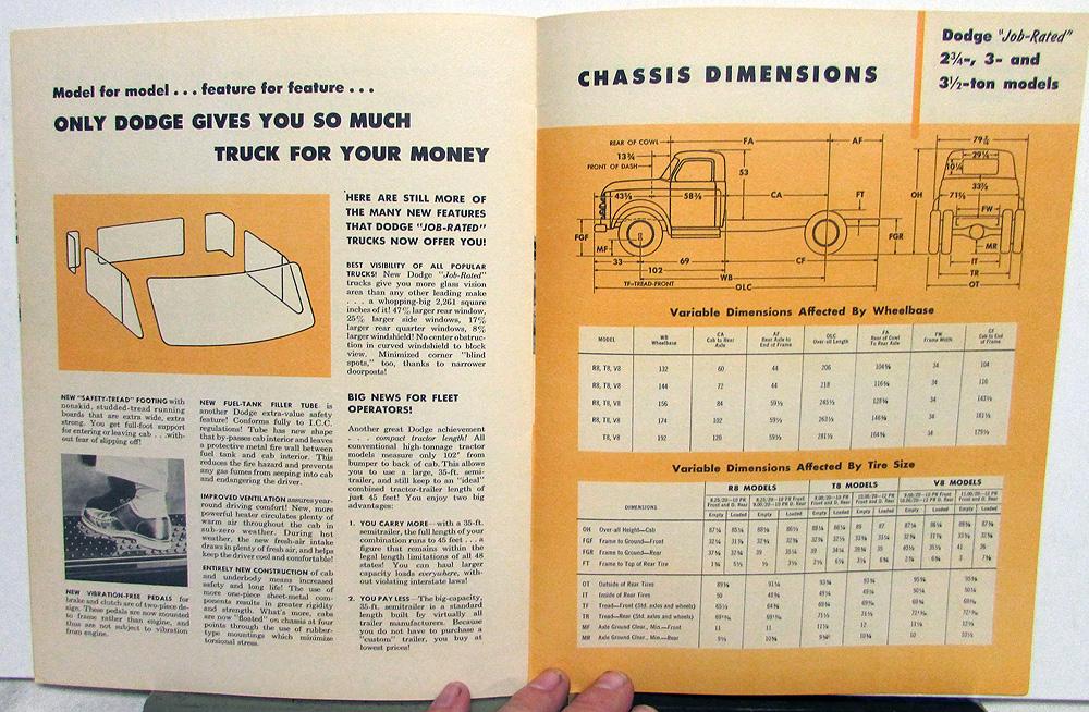 1954 Dodge Truck R8 T8 V8 Models 2 Thru 3 & One Half Ton Sales Brochure
