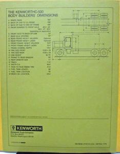 1977 Kenworth Truck Model C500 Specification Sheet