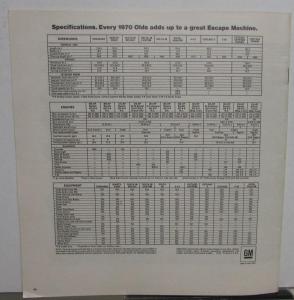 1970 Oldsmobile Dealer Brochure Escape Machines 442 Cutlass Toronado 98 88 F-85