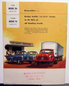 1954 Dodge Truck Models D6 1 Ton & F6 1 & A Half Ton Sales Brochure Original