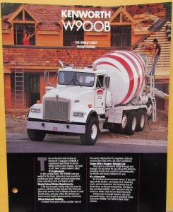 1988 Kenworth Truck Model W900B Specification Sheet