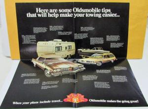 1974 Oldsmobile Dealer Color Sales Brochure Folder Trailer Towing Information