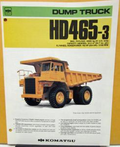 1988 Komatsu Truck Model HD465 3 Sales Folder and Specifications