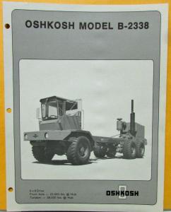 1981 OSHKOSH Truck Model B 2338 Specification Sheet