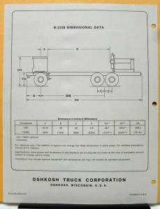 1981 OSHKOSH Truck Model B 2338 Specification Sheet