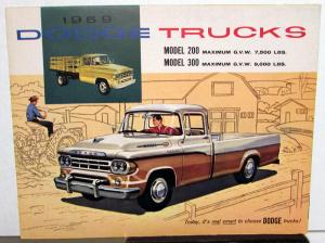 1959 Dodge Trucks Models 200 & 300 Pickups Stakes Color Sales Folder Original