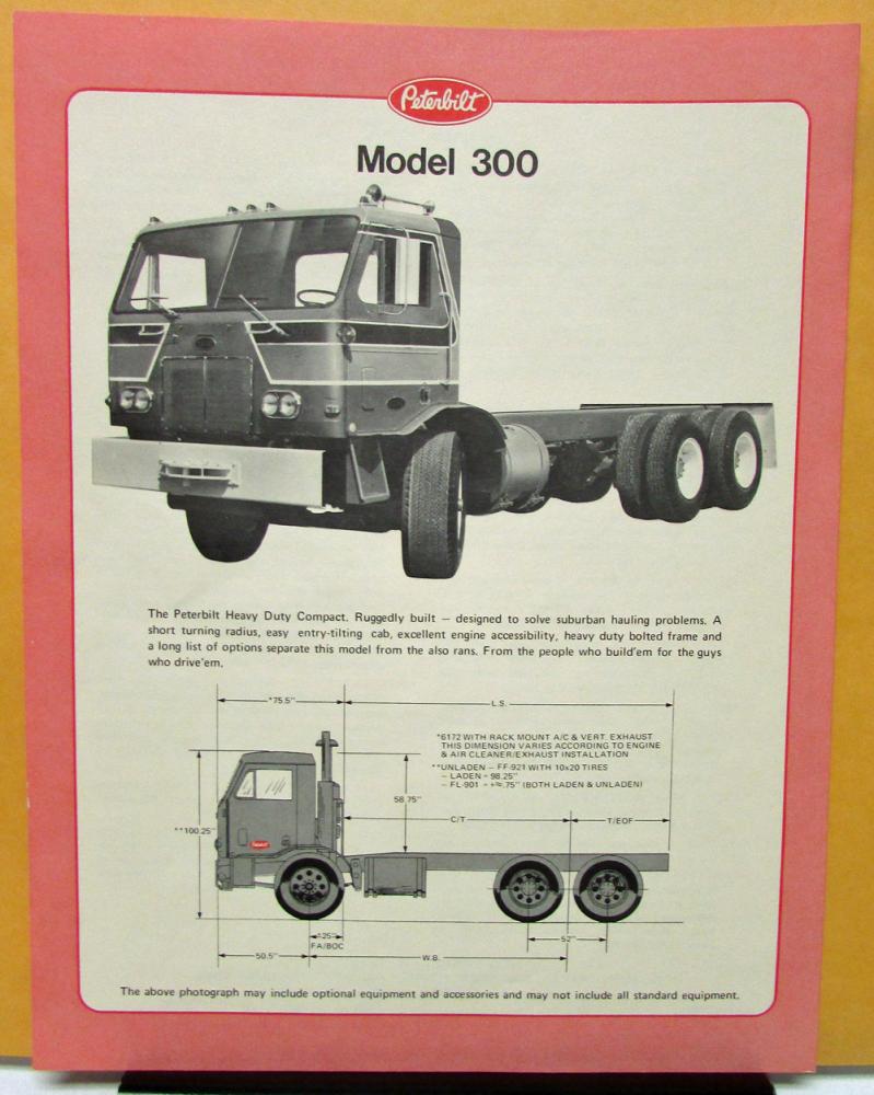 1974 Peterbilt Model 300 Data Specification Sheet