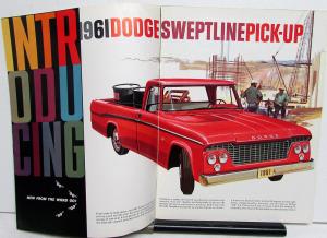 1961 Dodge Pickup Panel Stake Wagon Low Ton Truck D100 200 300 Sales Brochure