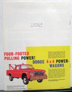 1962 Dodge 4WD Pickup Truck Model W100 W200 W300 WM300 W500 Wagon Sales Brochure