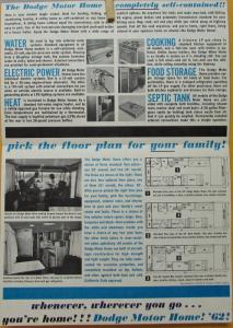 1962 Dodge Motor Home Floor Plans Options Self-Contained RV Sale Folder Original