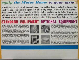 1962 Dodge Motor Home Floor Plans Options Self-Contained RV Sale Folder Original
